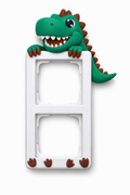 T-Rex Steckdosenrahmen für Gira System 55 – Kinderzimmer Steckdosenblende mit 3D Dino